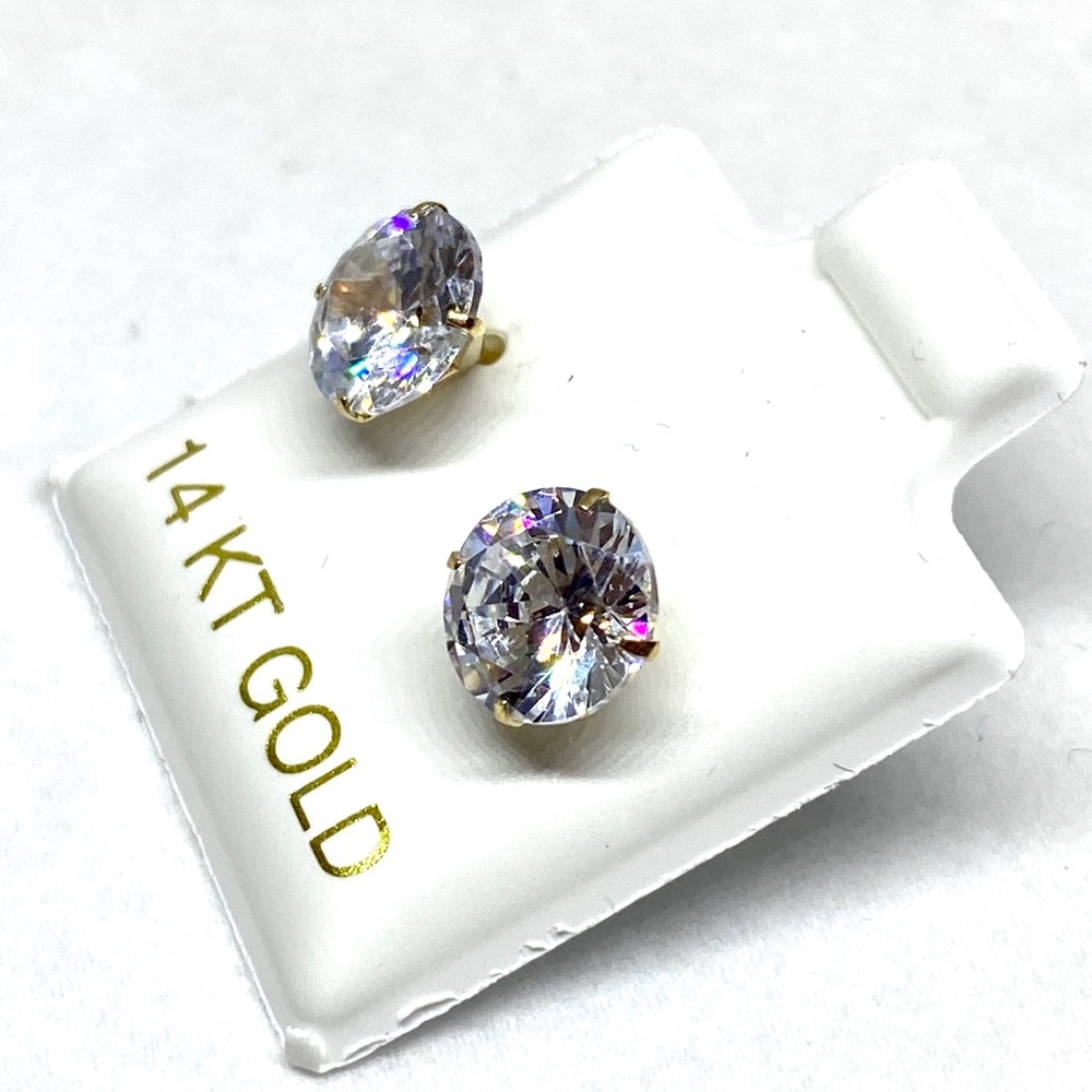 Studs diamonds CZ solid gold 14k pretty 2 carat - Picture 9 of 9